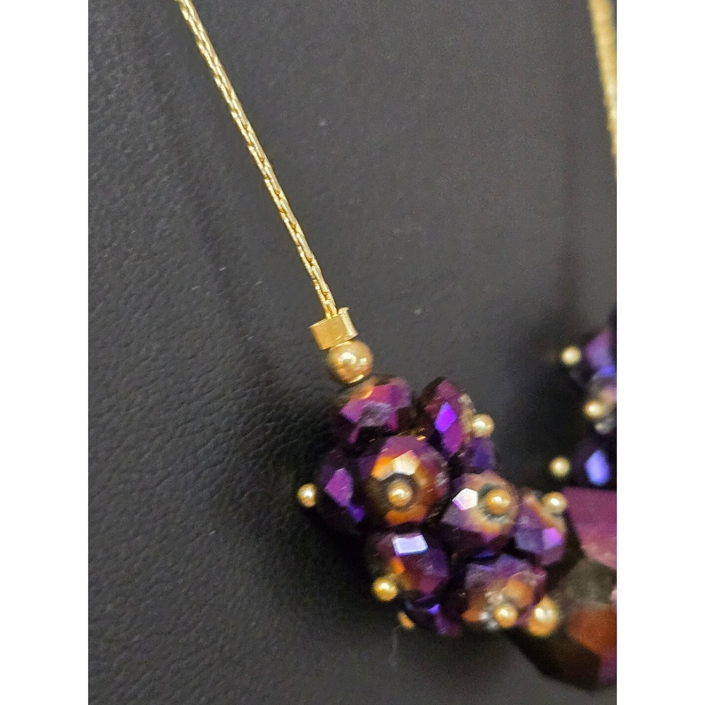 Katherine J. Kornblau KJK Purple Faceted Bead Goldtone Necklace Vintage - Picture 3 of 6